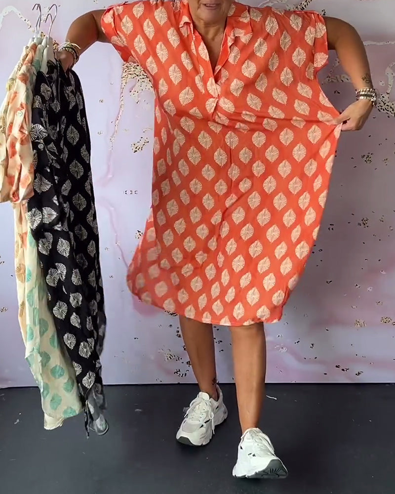 Ciano™ | Robe d'Été Ample avec Col Revers et Manches Courtes