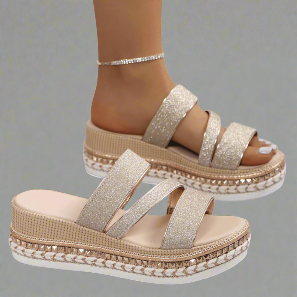 Helga | Sandales à talons compensés en tissu premium