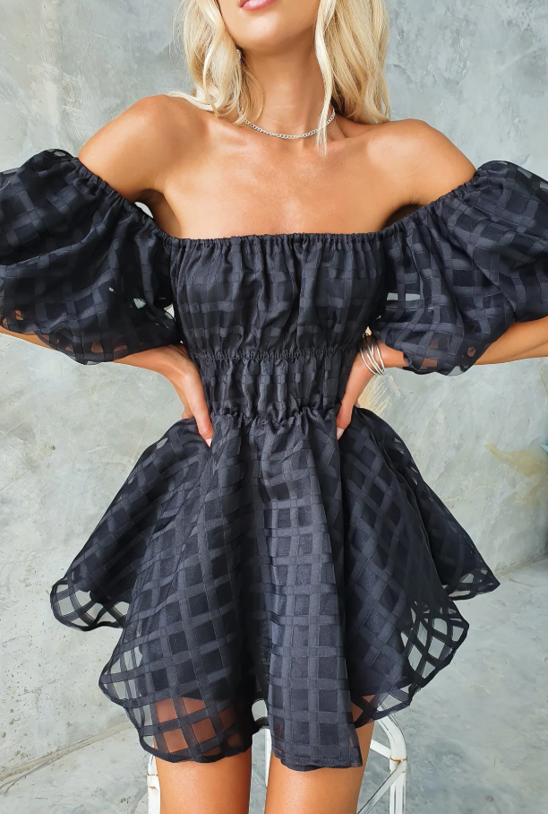 Evie - Robe Mini avec Manches Bouffantes