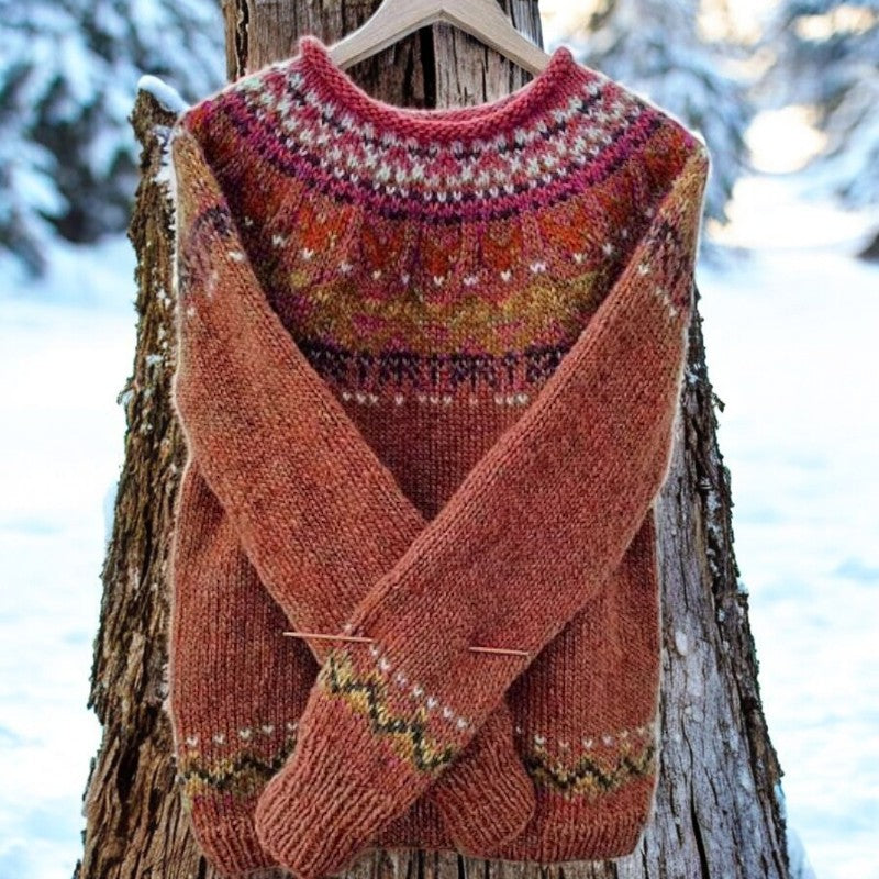 Kaevy™ | Pull Vintage Islandais à Col Ras du Cou Élégant