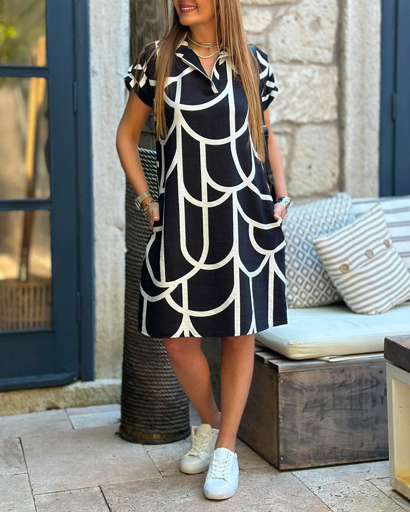 Fari™ | Robe Polo à Imprimé Géométrique Chic