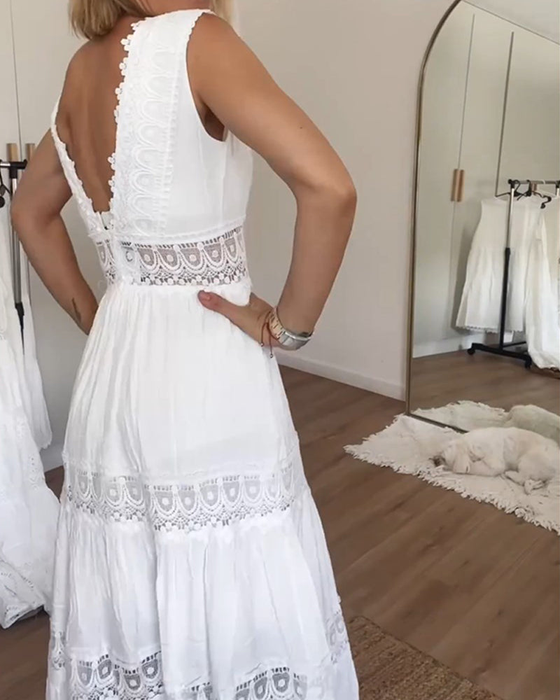 Esme™ | Robe Élégante en Dentelle avec Décolleté en V