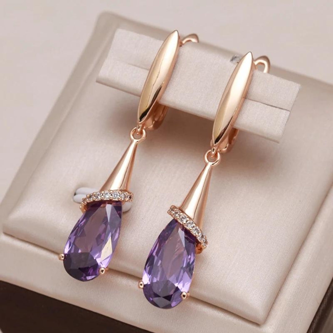 Boucles d'oreilles en zircone Lila en or