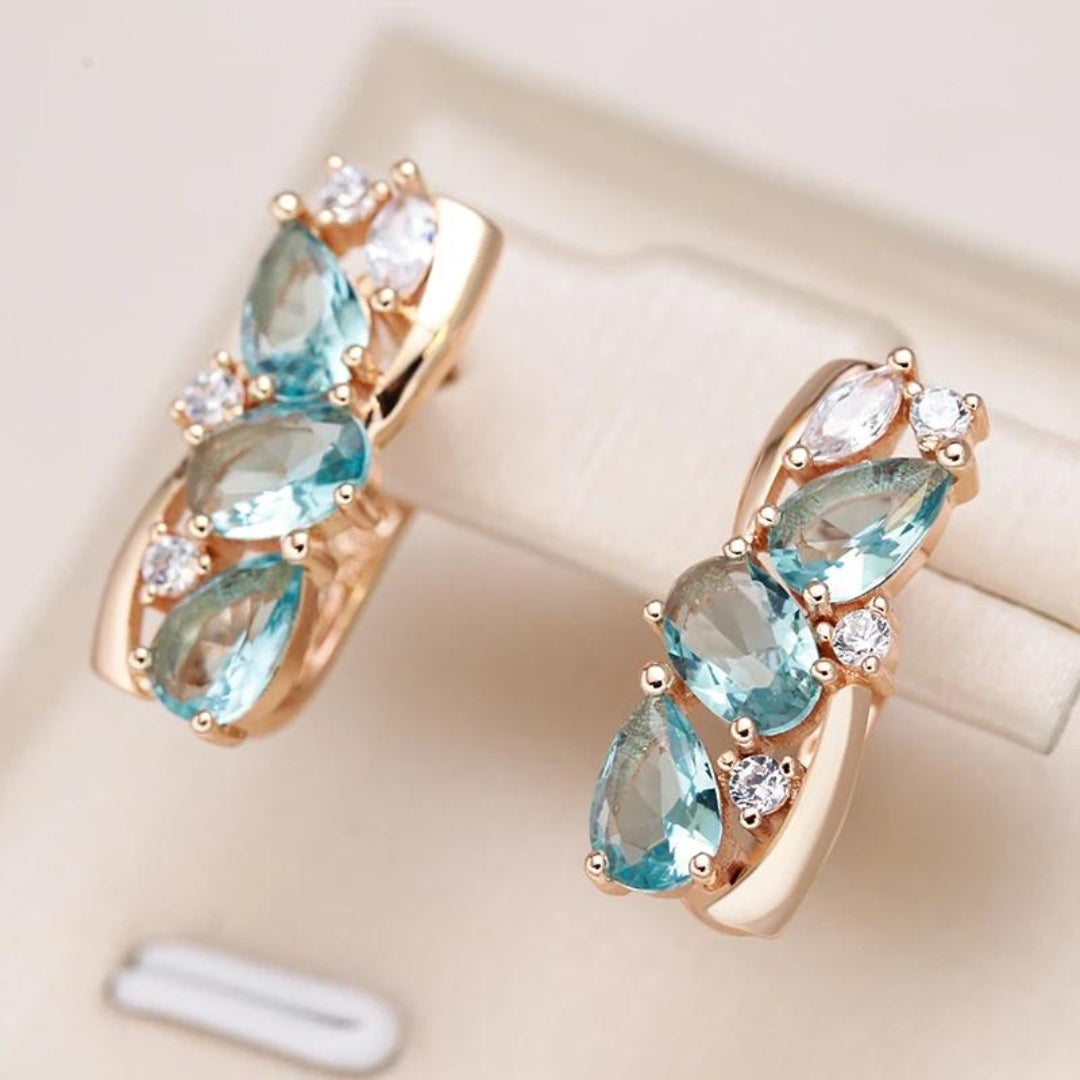 Boucles d'oreilles en zirconia bleu en or
