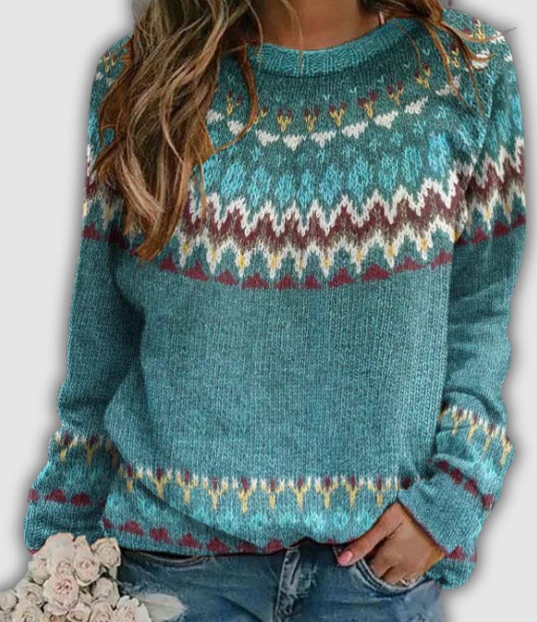 Alvara - Sweatshirt Rétro avec Motif de Vagues