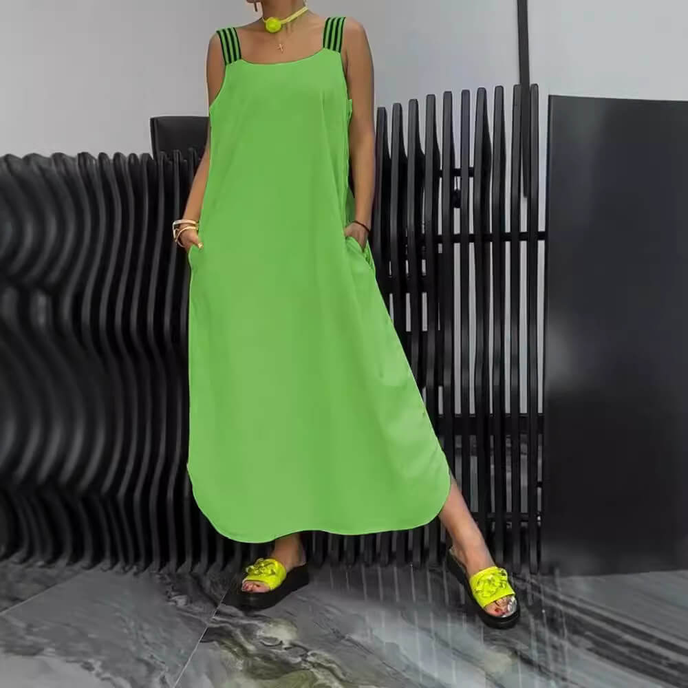 Reva™ | Élégante Robe à Bretelles Rayée d'Été