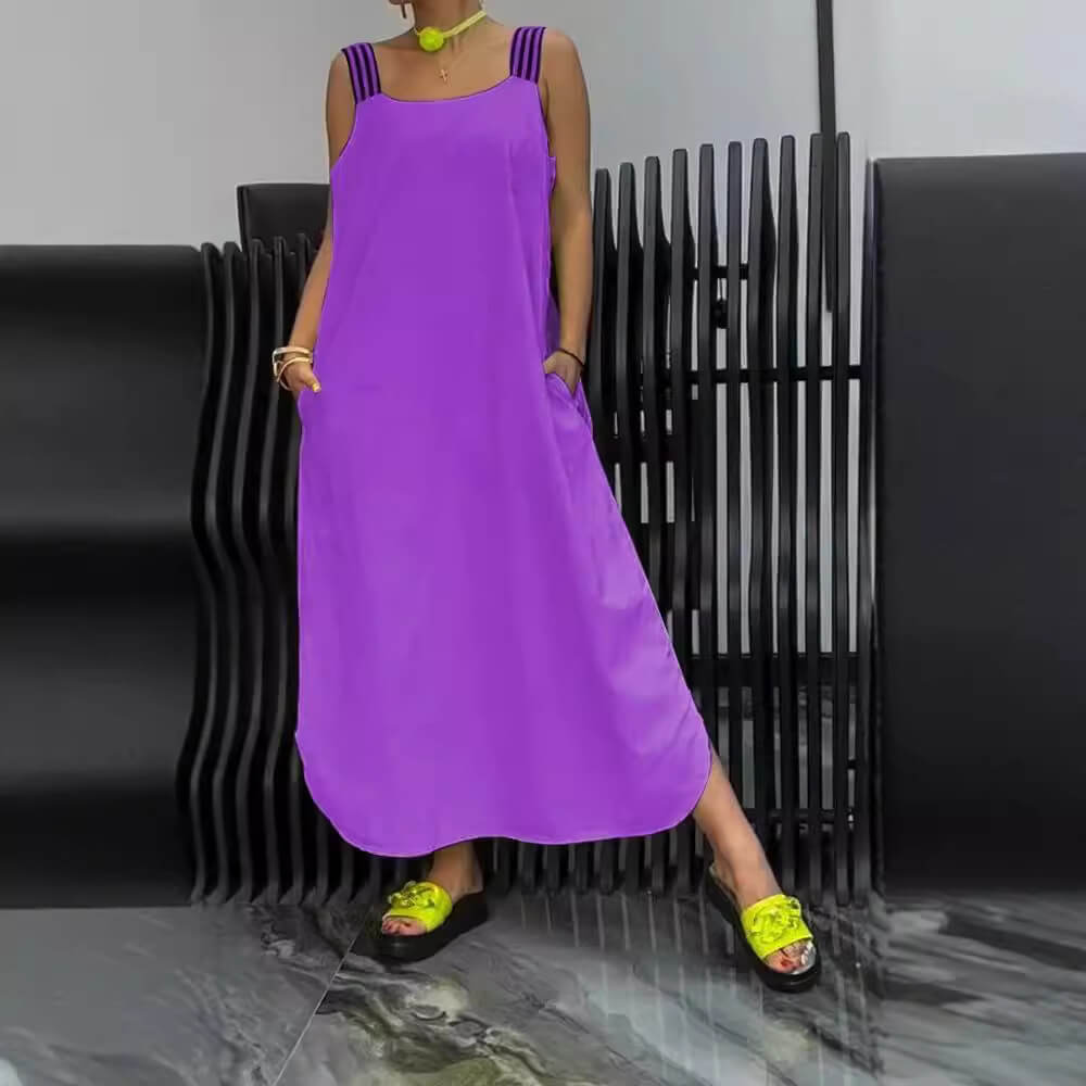 Reva™ | Élégante Robe à Bretelles Rayée d'Été