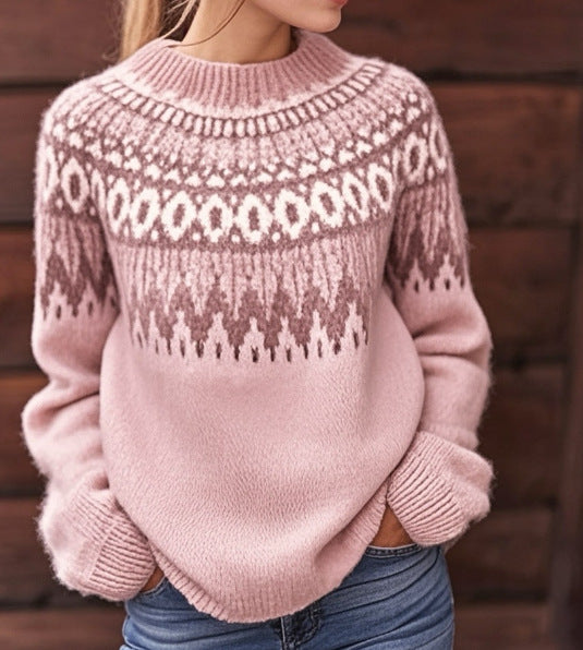 Gerda | Pull rose avec imprimé