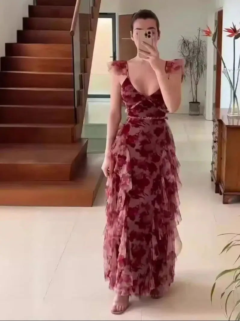 Leonel™ | Robe Élegante à Volants Floraux