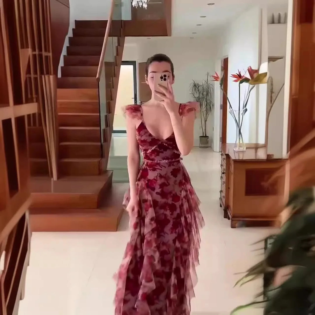 Leonel™ | Robe Élegante à Volants Floraux