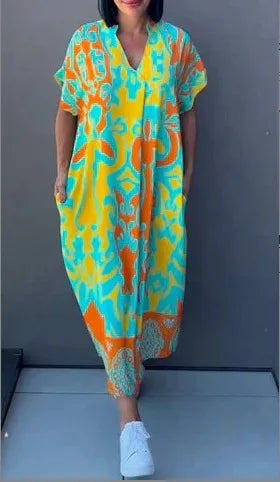 Aline™ | Robe Midi d'Été Amusante avec Décolleté en V Flatteur