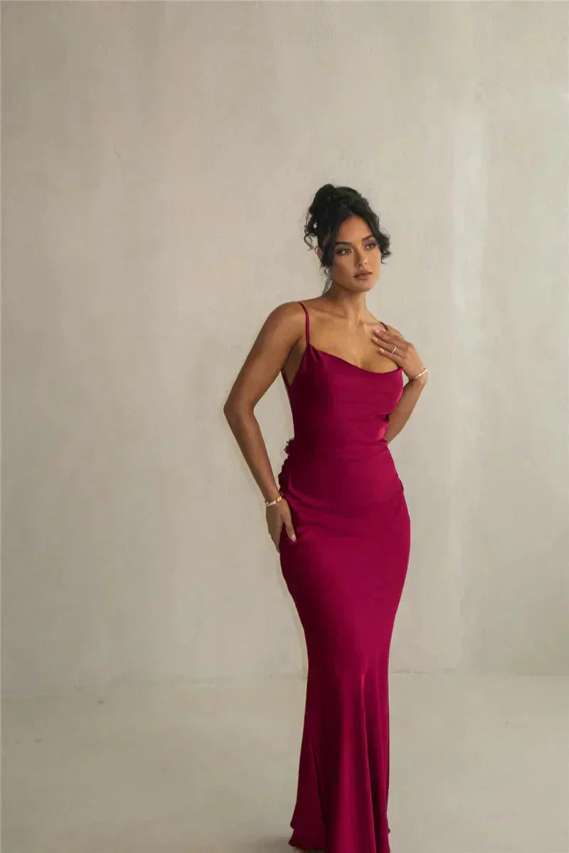 Cassiane - Robe en Satin à Fleurs