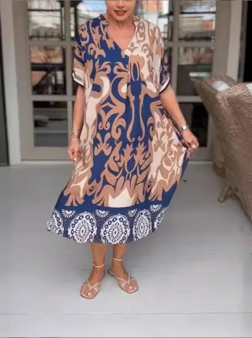 Aline™ | Robe Midi d'Été Amusante avec Décolleté en V Flatteur