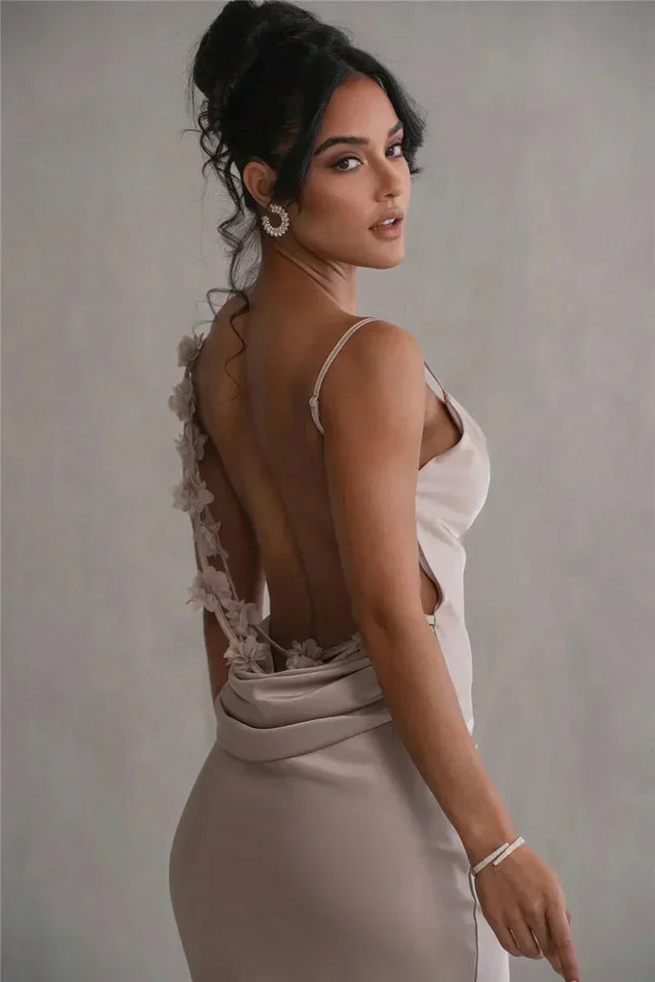 Cassiane - Robe en Satin à Fleurs