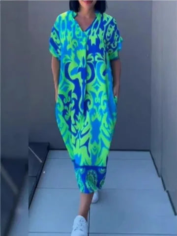 Aline™ | Robe Midi d'Été Amusante avec Décolleté en V Flatteur