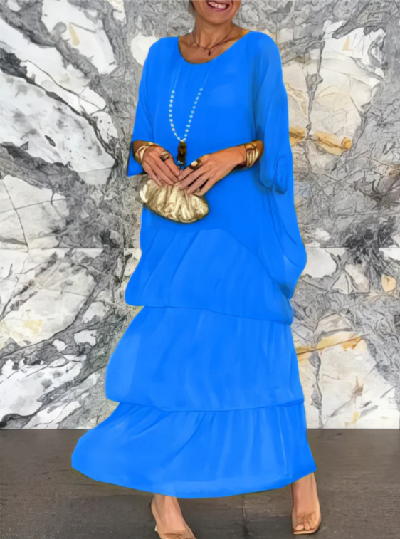 Solmora™ | Robe Maxi Élégante à Col Rond Ample