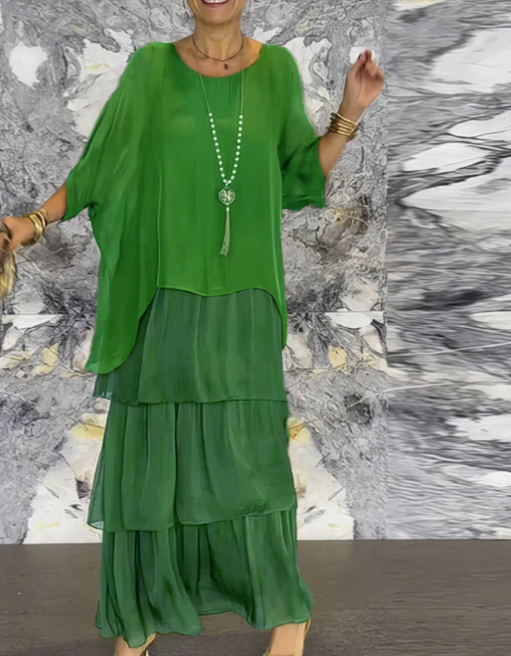 Solmora™ | Robe Maxi Élégante à Col Rond Ample