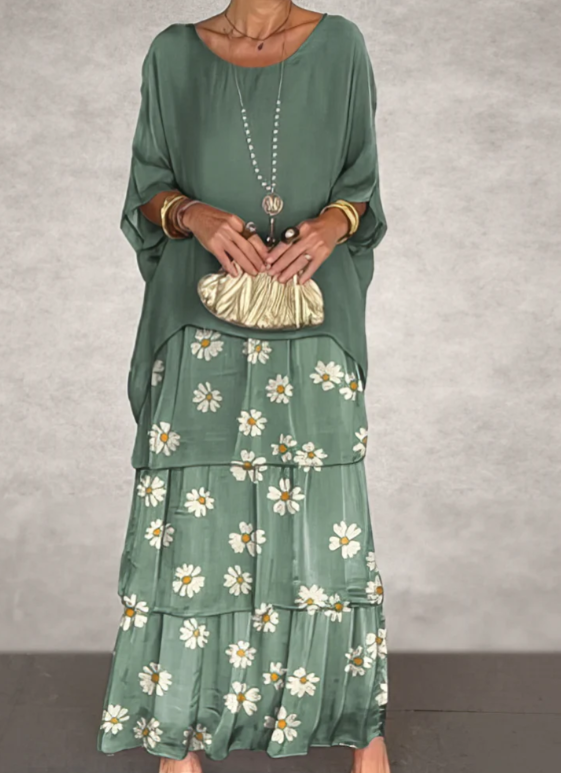 Solmora™ | Robe Maxi Élégante à Col Rond Ample