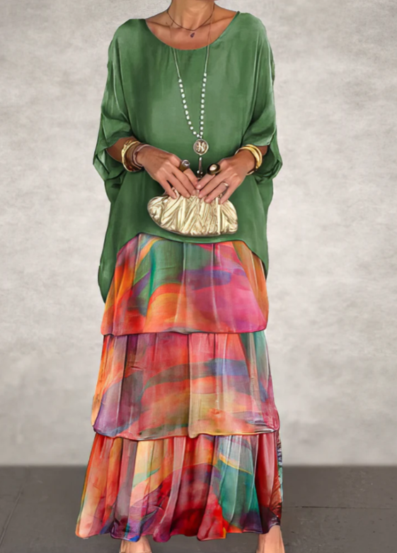 Solmora™ | Robe Maxi Élégante à Col Rond Ample