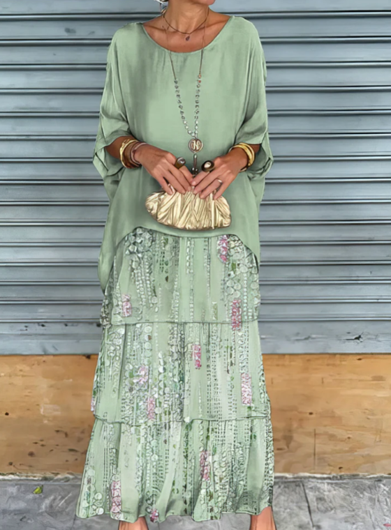 Solmora™ | Robe Maxi Élégante à Col Rond Ample