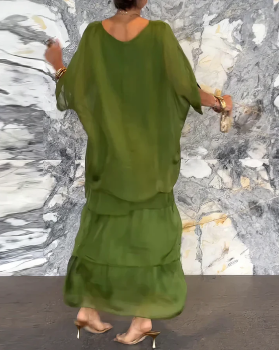 Solmora™ | Robe Maxi Élégante à Col Rond Ample