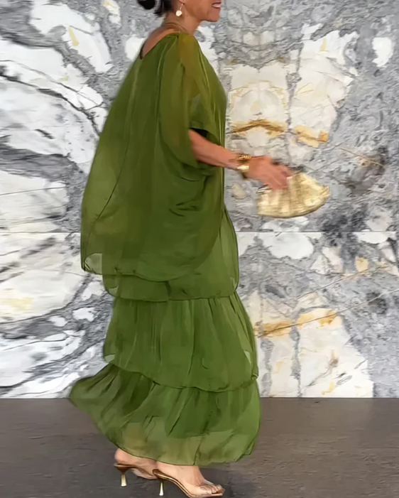 Solmora™ | Robe Maxi Élégante à Col Rond Ample