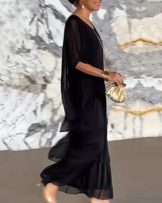 Solmora™ | Robe Maxi Élégante à Col Rond Ample