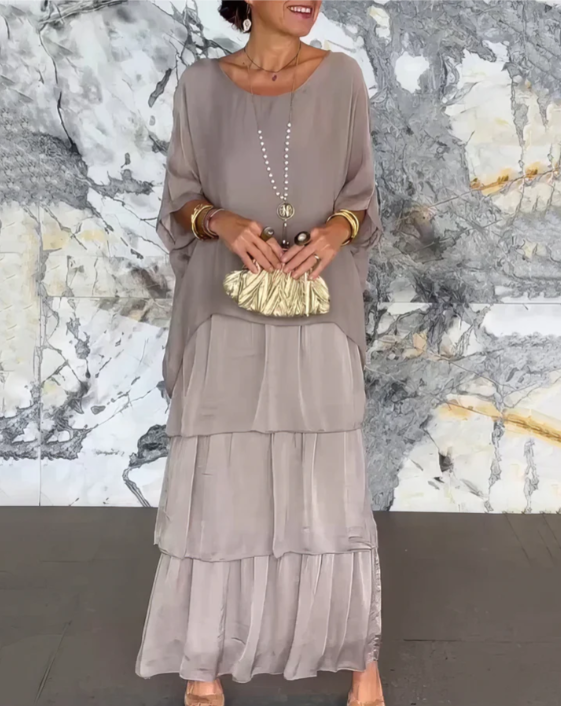 Solmora™ | Robe Maxi Élégante à Col Rond Ample