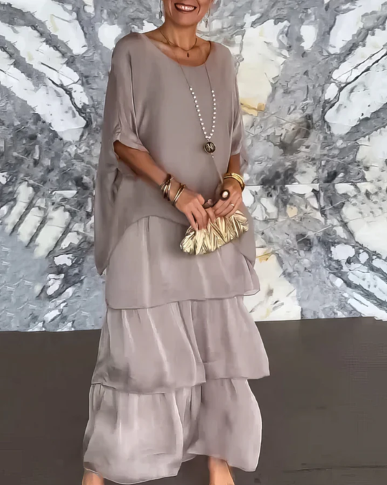 Solmora™ | Robe Maxi Élégante à Col Rond Ample