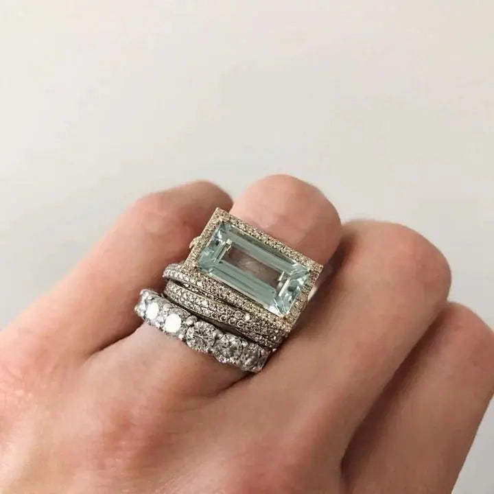 Bague vintage en argent avec verre turquoise