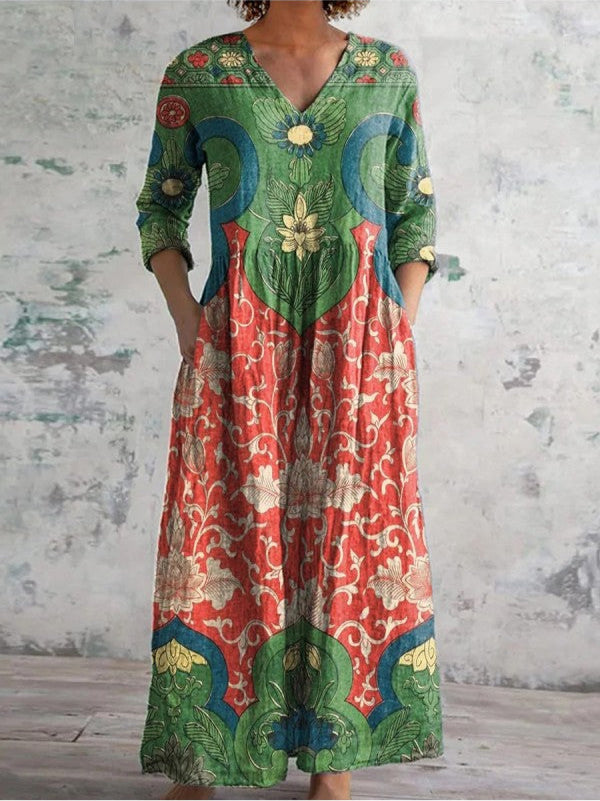 Zera™ | Robe Longue Fleurie Vintage Élégante