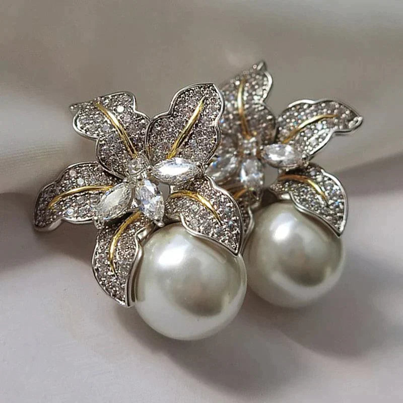 Boucles d'oreilles élégantes en perles de fleurs
