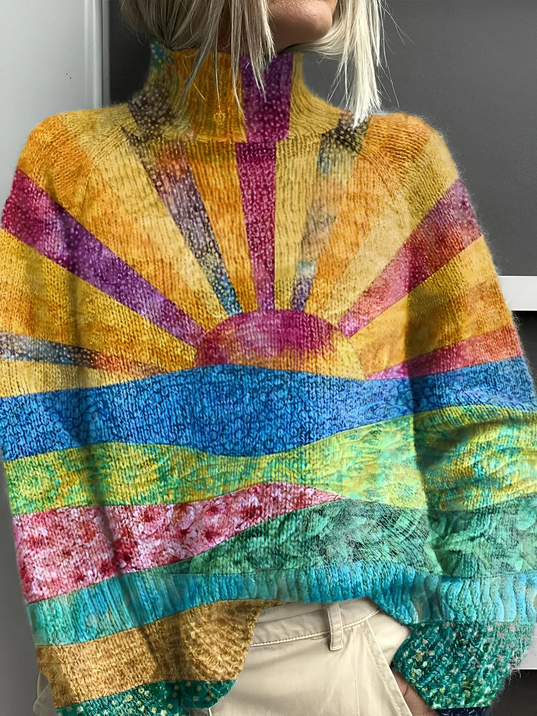 Taryn™ | Joyeux pull col roulé multicolore