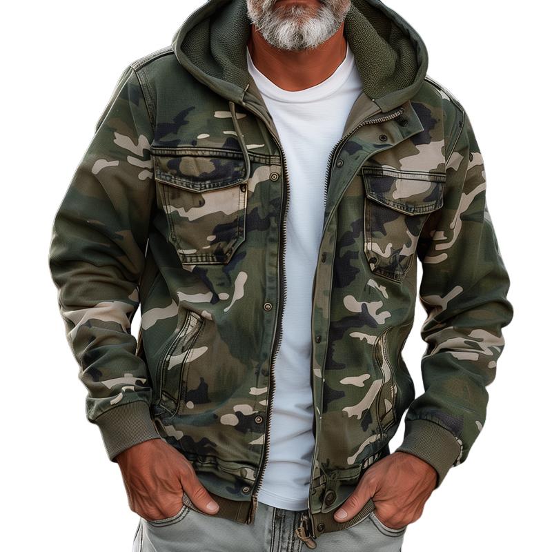 Glacium™ | Veste Cargo Camouflage avec Capuche et Poches Polyvalentes
