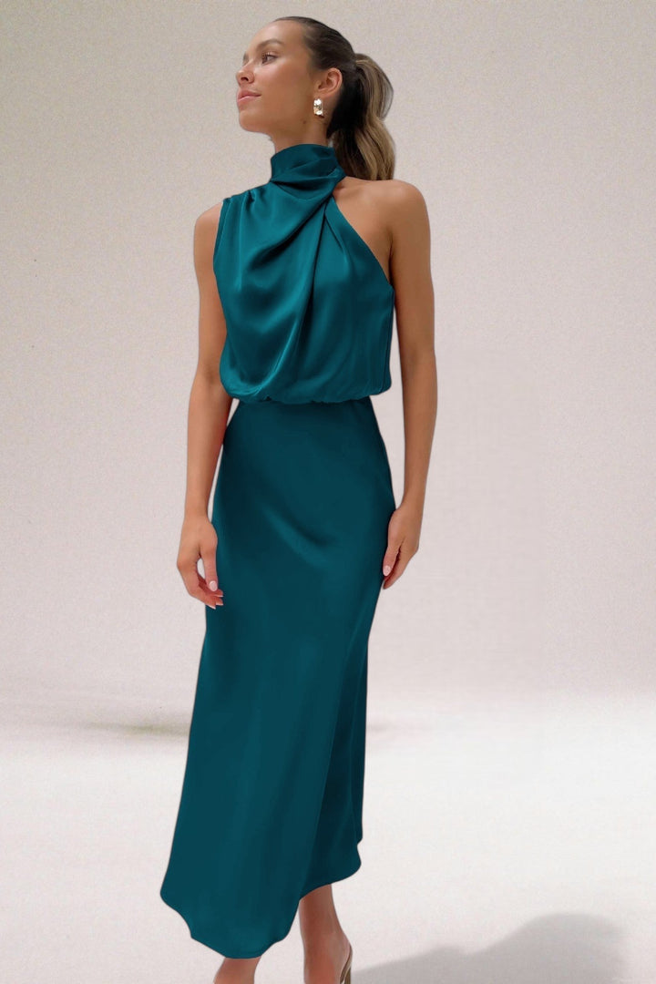 Selya™ | Robe Glamour avec Décolleté Halter et Tombé Fluide