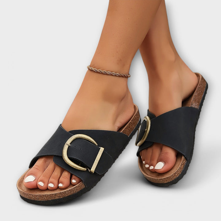 Margie - Sandales en liège pour femmes avec lanières à boucle