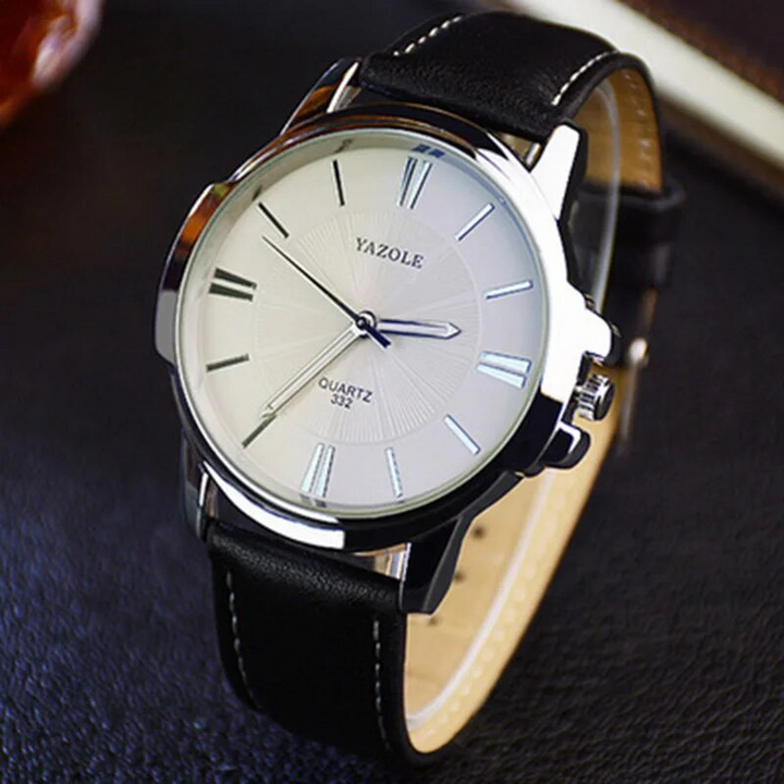 Montre en Cuir en Verre Bleu Luxueux™ - Olsen & Olsen