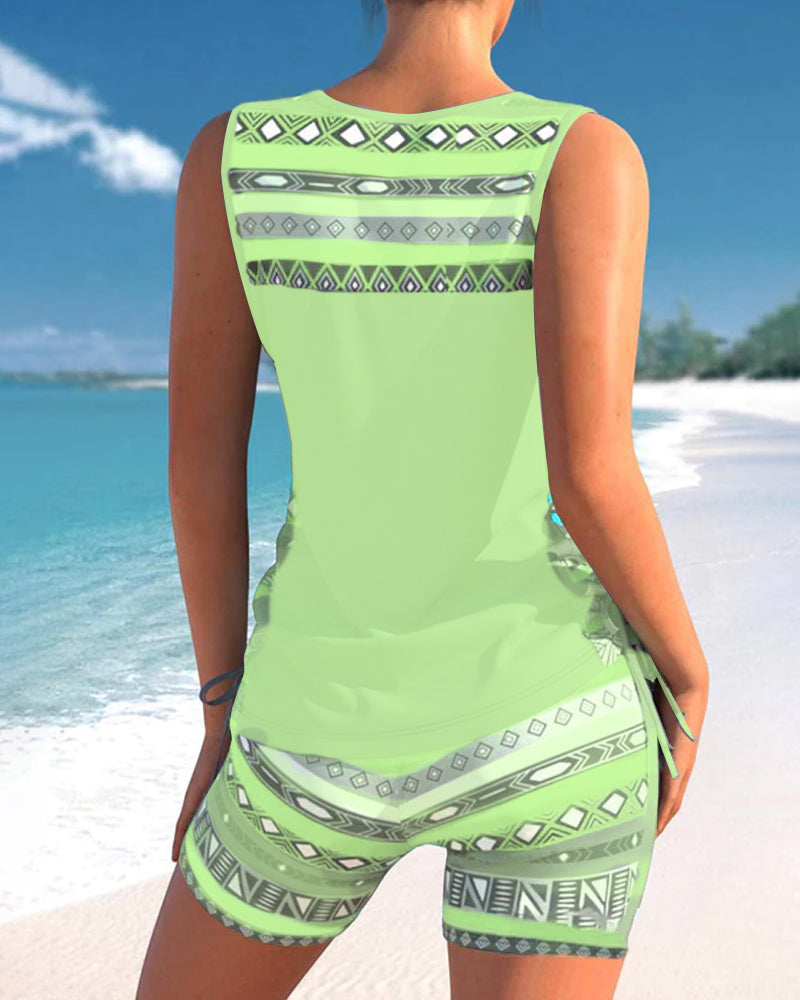Alice™ | Tankini avec Design Géométrique et Décolleté en V