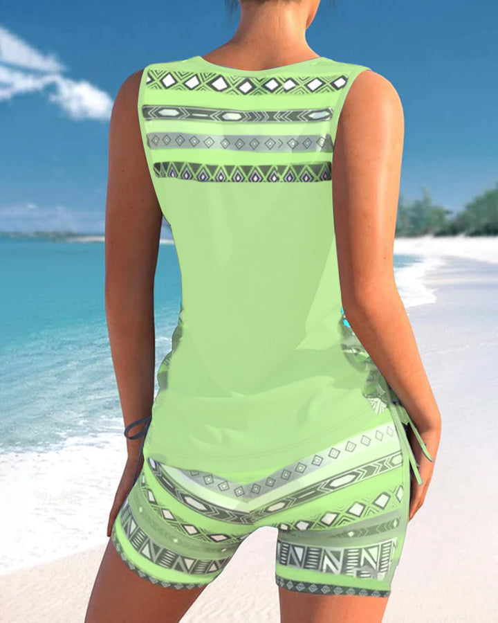 Alice™ | Tankini avec Design Géométrique et Décolleté en V