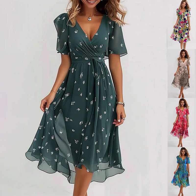 Carole | Robe élégante à manches courtes