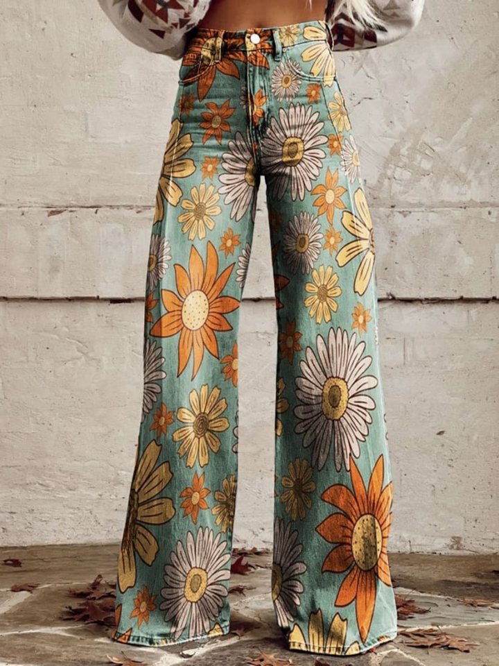 Pastel™ | Pantalon large à fleurs vintage
