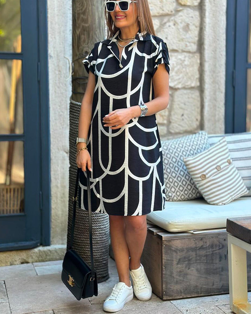 Helena™ | Robe Midi Élégante à Manches Courtes et Ligne A