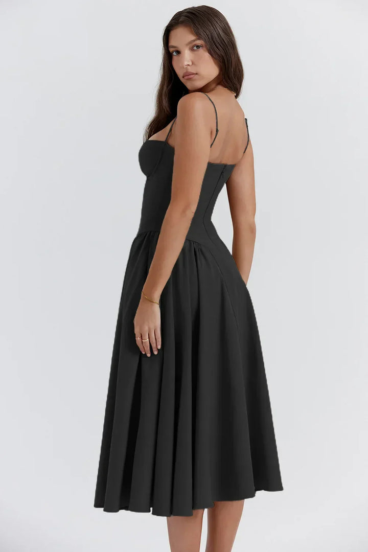 Riley™ | Robe midi sans manches avec corset