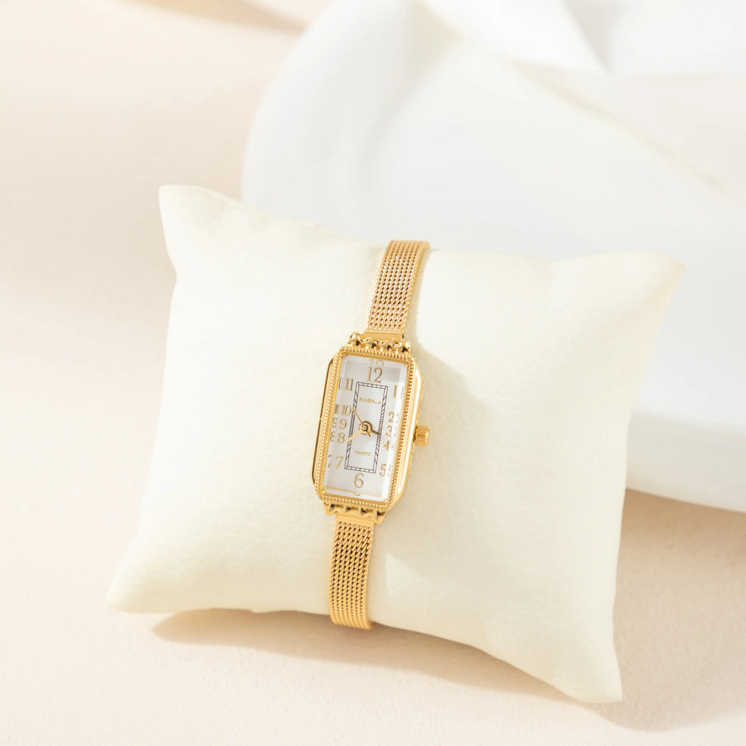 Phila™ | Montre Élégante avec Bracelet Texturé en Or
