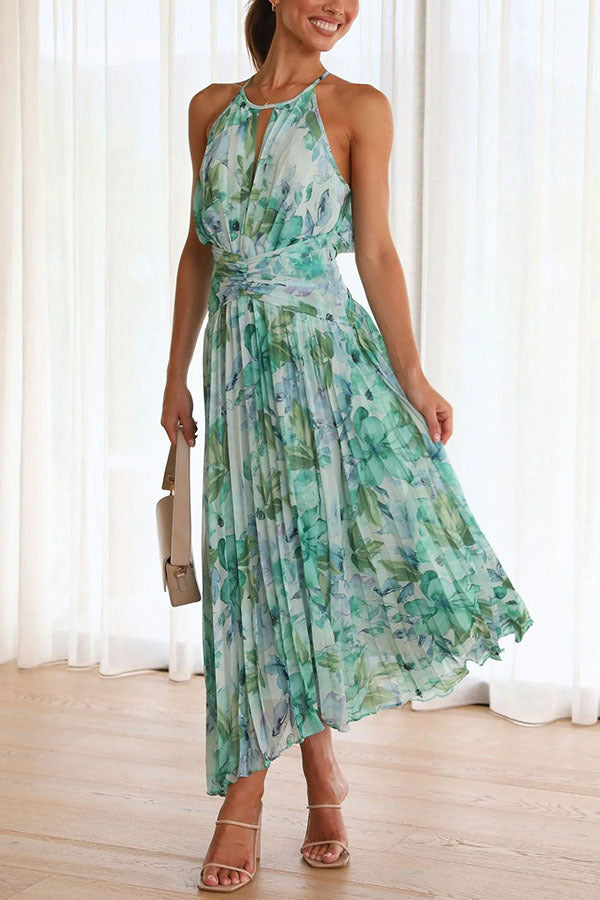 Marlee™ | Robe Midi Plissée avec Décolleté Floral Élégant