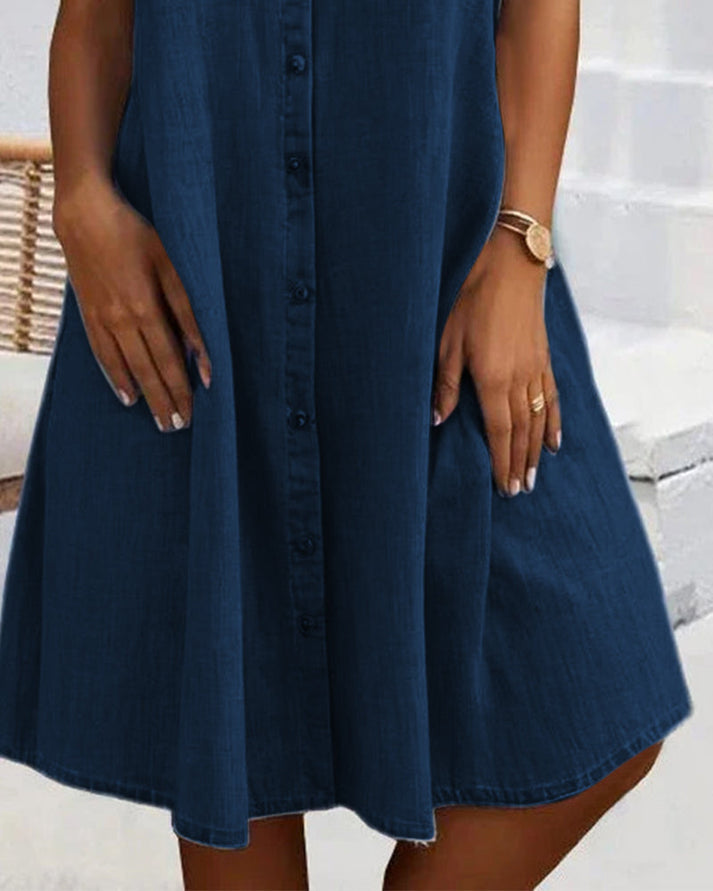 Emerie™ | Élégante Robe en Jean à Manches Courtes