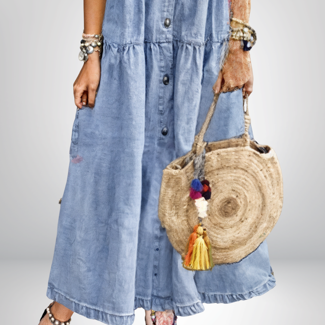 Sofia® | Robe en Denim Douce avec Boutons