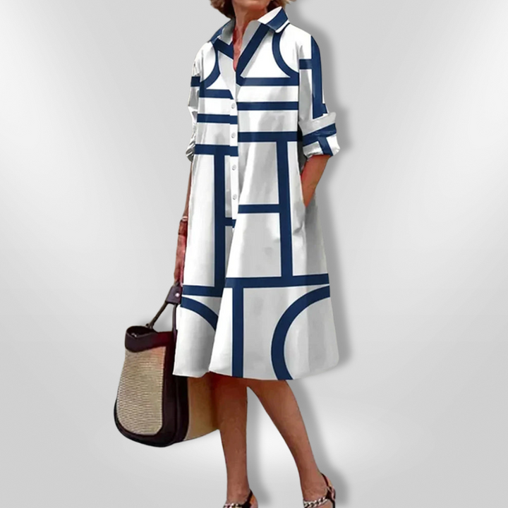 Talora™ | Robe Midi Géométrique Élégante et Flatteuse