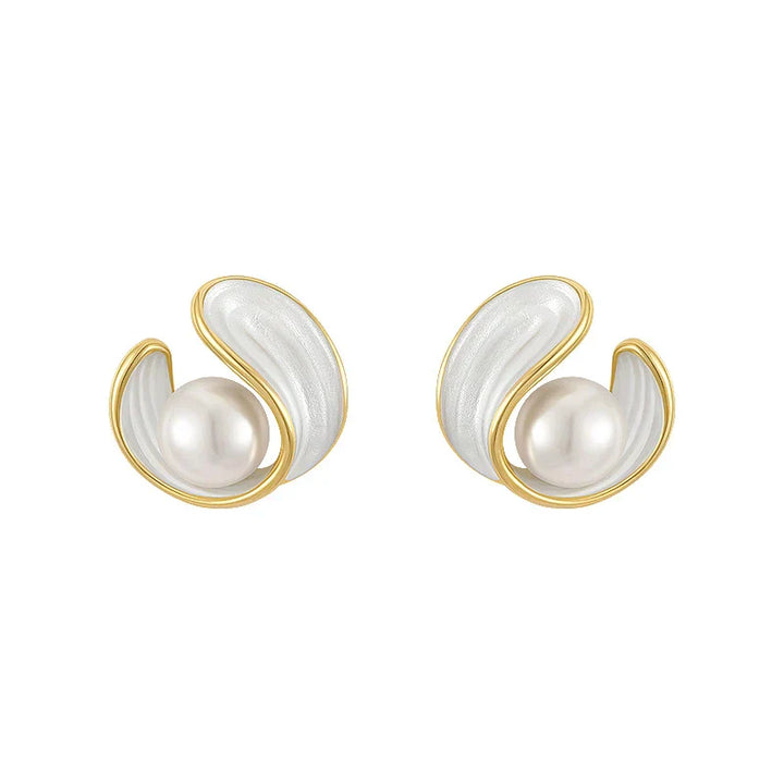 Boucles d'oreilles luxueuses avec opale blanche et perle en or