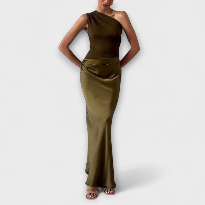 Elene™ | Robe Maxi Plissée Éléganter à Une Épaule